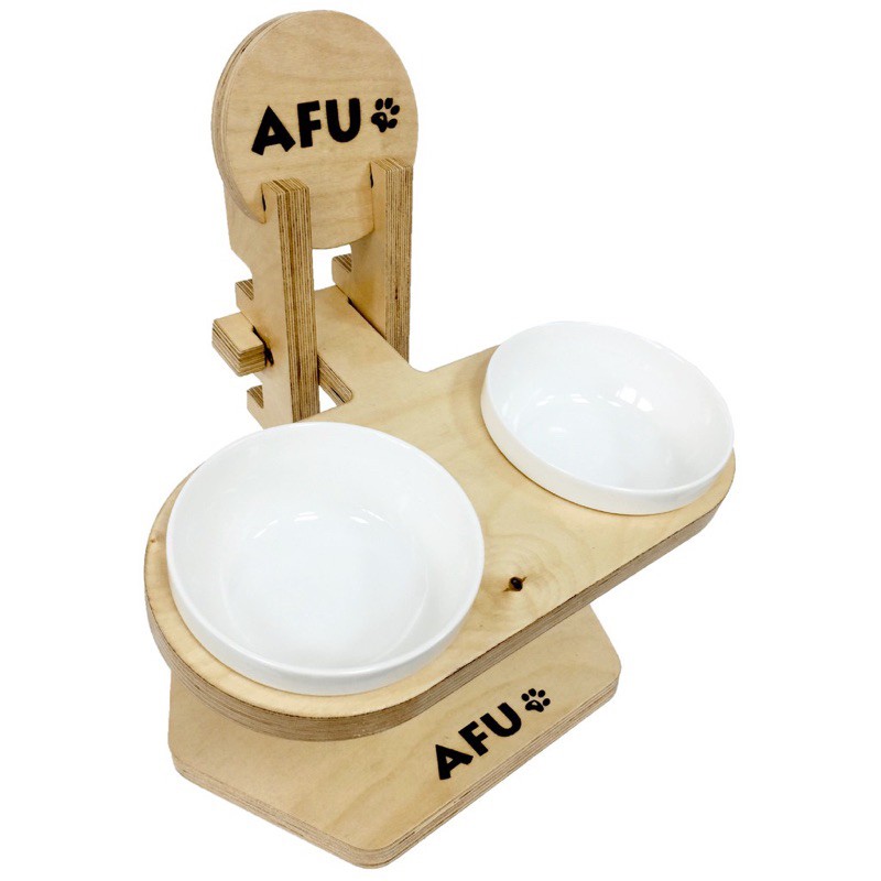 【A-518】AFU 雙口 單口 御用 雙口斜面原木餐桌 五段式斜面設計 扁臉貓適用 可調整原木碗架 貓餐桌 狗餐桌 (紅利174200點)